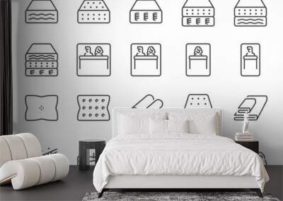 Mattress icon set. It included the bed, pillow, material, sleep, and more icons.
 Wall mural