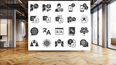 translation icon set. included the icons as translate, translator, language, bilingual, dictionary,  Wall mural