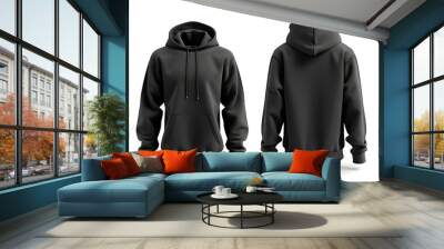 a sleek and cozy hoodie in a classic black color, featuring a comfortable and roomy fit. Wall mural