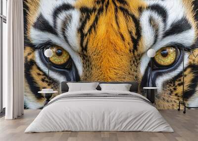 Close-up of tiger's face, hyper-realistic portrait soft fur, natural lighting, safari concept Wall mural