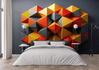 Extreme close-up of abstract geometric shape in vibrant colors Wall mural