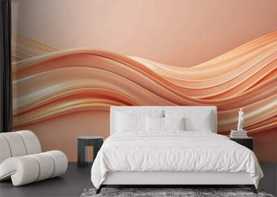 High angle abstract background with peach colored wave wallpaper or presentation backdrop Wall mural