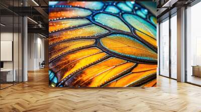 Macro photography of colorful butterfly wing texture close-up Wall mural