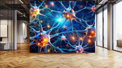 Neurons communicating with electrochemical signals Wall mural