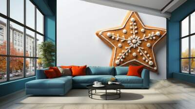 Starry gingerbread cookie on a plate Wall mural