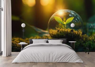 A plant growing inside an glass sphere Wall mural