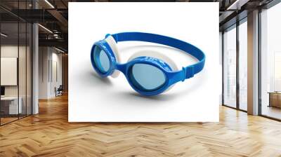 A sleek blue swim goggle designed for maximum comfort and visibility, featuring anti-fog, UV-blocking lenses and an adjustable strap for a secure fit. Wall mural