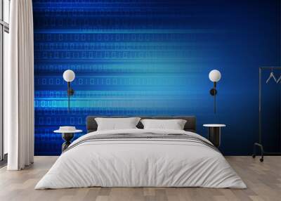 Vector : Binary code on blue background Wall mural