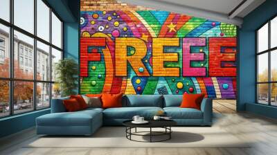 A picture on a wall informative Vibrant engaging AI-Created Content Wall mural