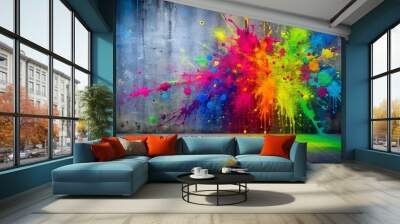 Abstract Graffiti Burst in Bold Colors  AI Generated Wall mural