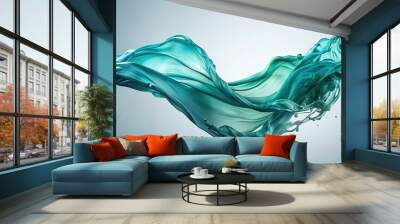 graceful fluid motion in turquoise and teal Wall mural