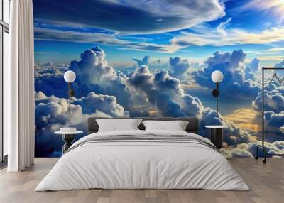 High angle view of various cloud formations in the sky Wall mural