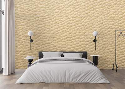 Texture of light beige leather with closeup pattern of ivory leather reflected Wall mural