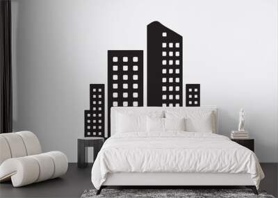 A black silhouette  vector of two city buildings. Wall mural