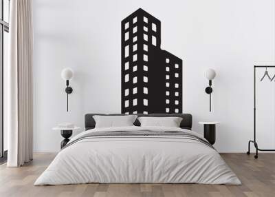 A black silhouette  vector of two city buildings Wall mural