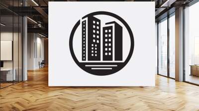 A black silhouette  vector of two city buildings Wall mural