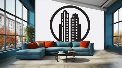 A black silhouette  vector of two city buildings Wall mural