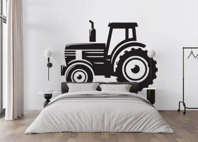 A black vector of a tractor silhouette. Wall mural