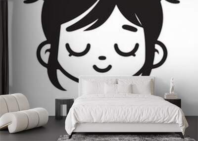 A cartoon style cute girl  meditation vector design Wall mural