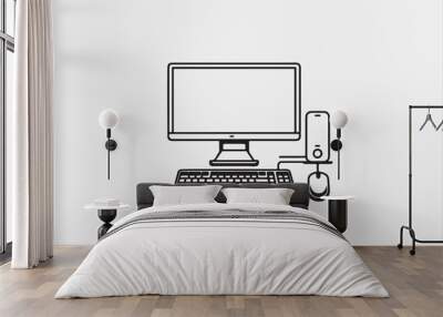 A computer line art on the white background Wall mural