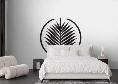 A palm leaves logo style silhouette. Wall mural