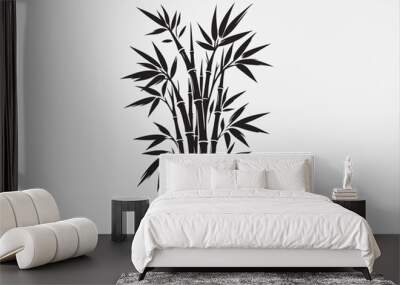 Bamboo logo style silhouette design. Wall mural