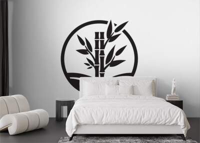 Bamboo logo style silhouette design. Wall mural