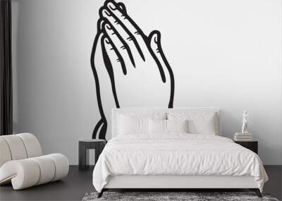 Silhouette two hands in a praying position Wall mural