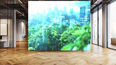 AI systems integrating environmental data to design solutions for climate change and promote global sustainability Wall mural