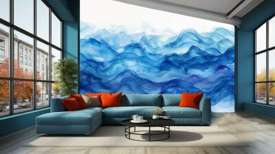 abstract blue waves background Wall mural