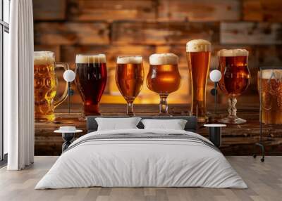 glasses of beer on table Wall mural