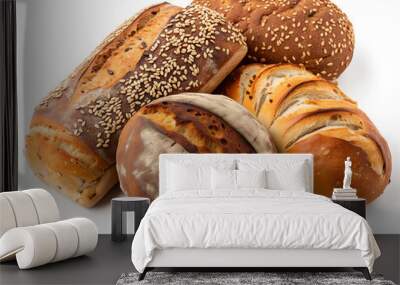 loaf of bread with sesame on white Wall mural