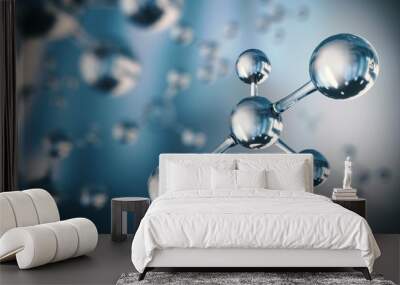 3d illustration of Science background molecule and atom model. Wall mural