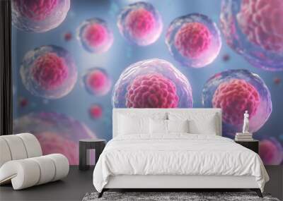 3d rendering of Human cell or Embryonic stem cell microscope background. Wall mural