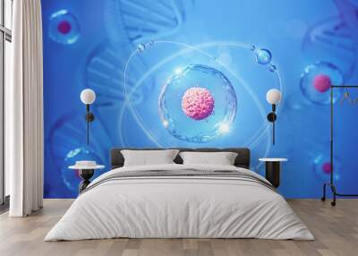 3d rendering of Human cell or Embryonic stem cell microscope background. Wall mural