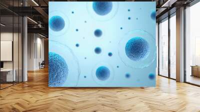 3d rendering of human cells in a blue background. Wall mural