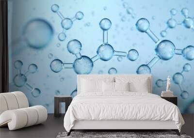 Abstract blue atom or molecule structure for Science or medical background, 3d illustration. Wall mural