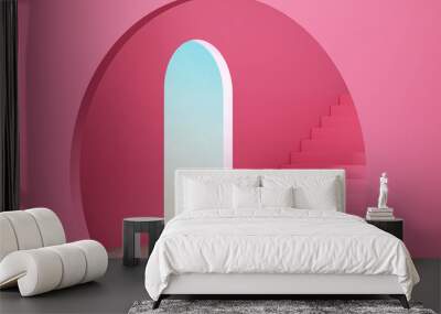 abstract geometric shape pastel color scene minimal, design for cosmetic or product display podium 3d render. Wall mural