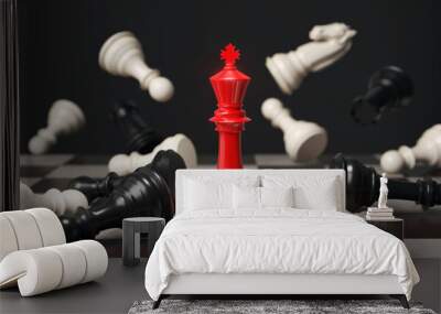 Business concept Strategy of red Chess Game Wall mural