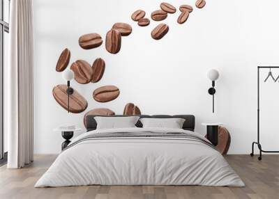 Coffee beans flying on a white background, 3d rendering. Wall mural