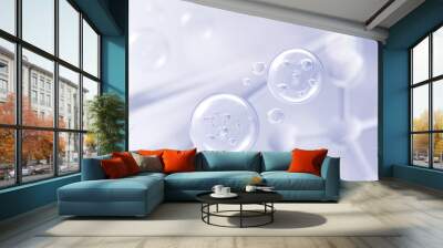 Cosmetic Essence oil Liquid Bubble with molecule background, 3d rendering. Wall mural