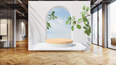 Geometric minimal scene, design for cosmetic or product display podium 3d render. Wall mural