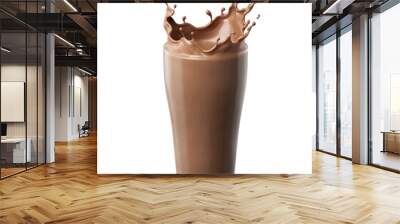 Glass with splashing cocoa, Chocolate Pouring and splash with Clipping Path 3d illustration Wall mural