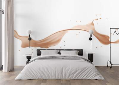 Liquid foundation splash element, fluid cosmetic cream 3d illustration. Wall mural