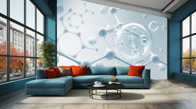 Molecule inside Liquid Bubble, Cosmetic Essence Wall mural