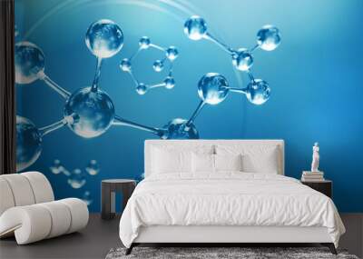 molecule or atom, Abstract molecular, structure for Science or medical background, 3d illustration. Wall mural