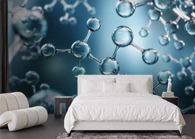 molecule or atom, Abstract structure for Science or medical background, 3d illustration. Wall mural