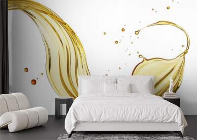 Olive or engine oil splash, cosmetic serum liquid isolated on white background, 3d illustration with Clipping path. Wall mural