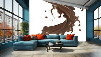 splash of chocolate milk or cocoa cream with clipping path 3d illustration. Wall mural