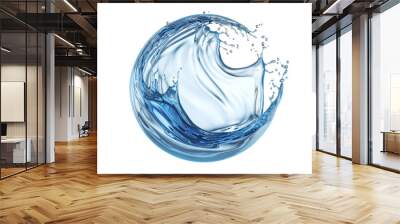 water liquid splash in sphere shape isolated on white background, 3d illustration. Wall mural